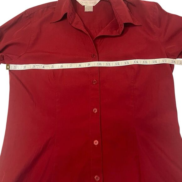 Casual Corner Red Cotton Button Down Shirt Women’s 4 Long Sleeve Vintage Y2K - Picture 4 of 11